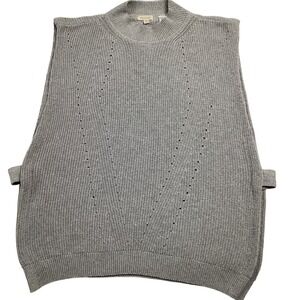 Pilcro Gray Chunky Knit‎ Vest M/L Sleeveless Layering Sweater Side Buttons